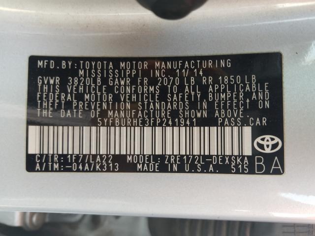 2015 TOYOTA COROLLA S 5YFBURHE3FP241941