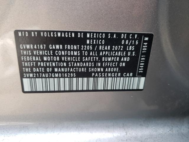 2016 VOLKSWAGEN GOLF S/SE 3VW217AU7GM016295