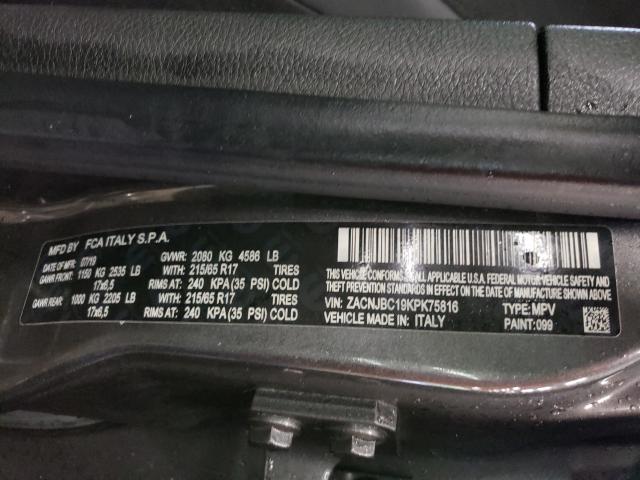 2019 JEEP RENEGADE T ZACNJBC19KPK75816