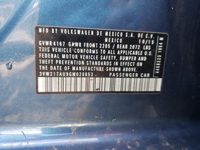 2016 VOLKSWAGEN GOLF S/SE 3VW217AU9GM028853
