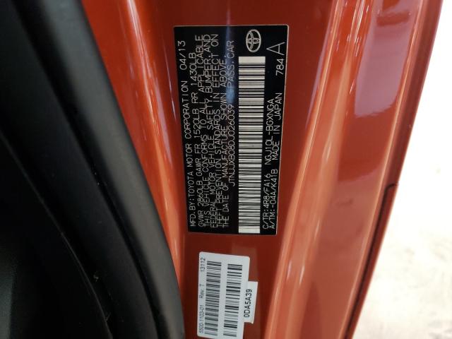 2013 TOYOTA SCION IQ JTNJJXB08DJ026039