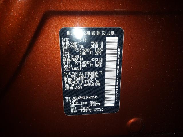 2018 NISSAN ARMADA JN8AY2NC7JX502545