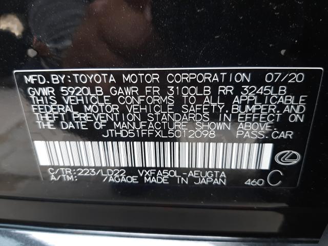 2020 LEXUS LS 500 BAS JTHD51FFXL5012098