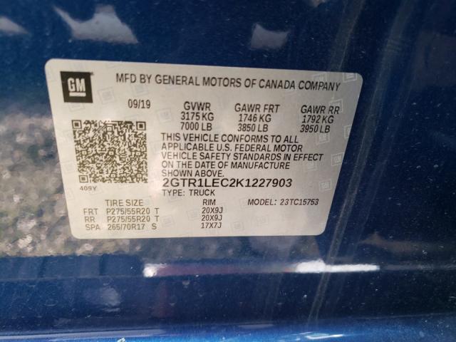 2019 GMC SIERRA LIM 2GTR1LEC2K1227903