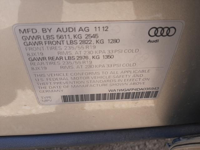2013 AUDI Q5 PRESTIG WA1WGAFP4DA035943
