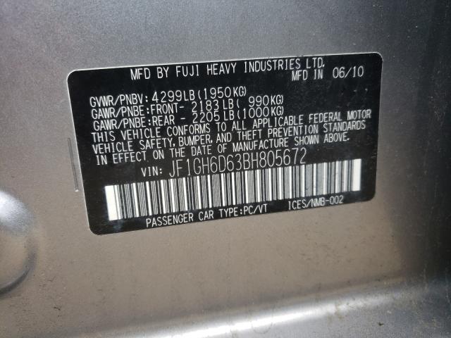 2011 SUBARU IMPREZA OU JF1GH6D63BH805672