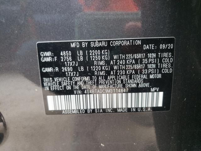 2021 SUBARU OUTBACK PR 4S4BTADC9M3114847