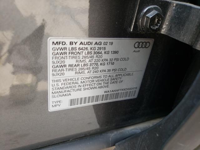 VIN WA1AHAF7XKD032418 2019 Audi Q7, Premium no.10