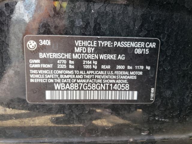 2016 BMW 340 XI WBA8B7G58GNT14058