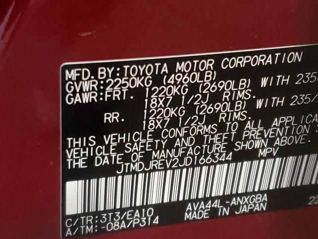 2018 TOYOTA RAV 4 JTMDJREV2JD166344