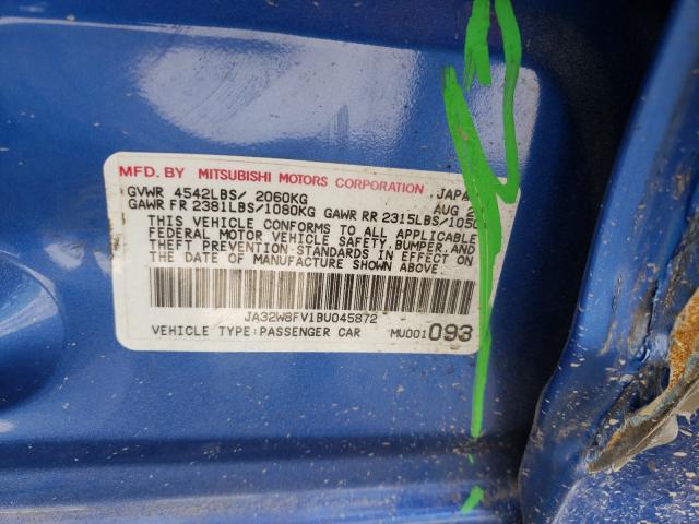 2011 MITSUBISHI LANCER EVO JA32W8FV1BU045872