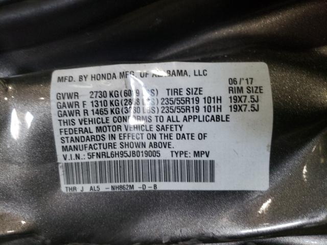2018 HONDA ODYSSEY EL 5FNRL6H95JB019005