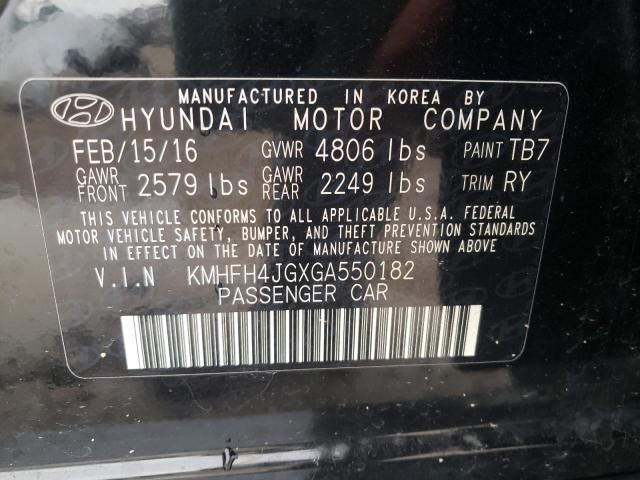 2016 HYUNDAI AZERA LIMI KMHFH4JGXGA550182