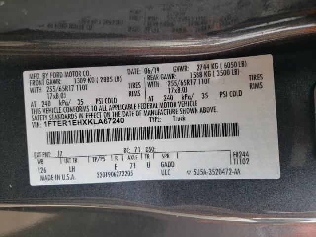 2019 FORD RANGER SUP 1FTER1EHXKLA67240