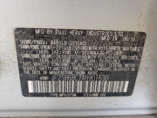 2010 SUBARU FORESTER X JF2SH6BC7AH901530