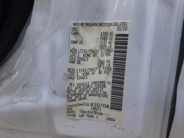 2020 NISSAN NV 3500 5BZAF0AA5LN850708