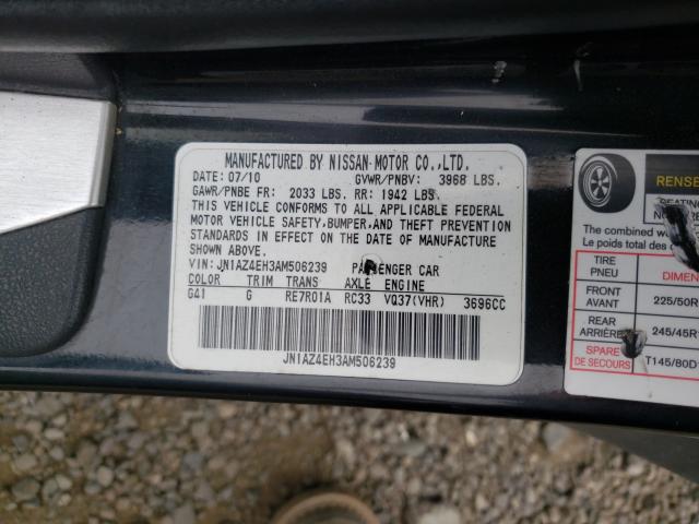 2010 NISSAN 370Z JN1AZ4EH3AM506239