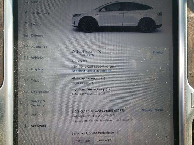 2016 TESLA MODEL X 5YJXCBE25GF007288