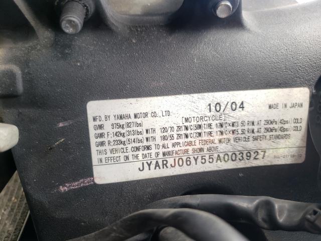 2005 YAMAHA YZFR6 L JYARJ06Y55A003927