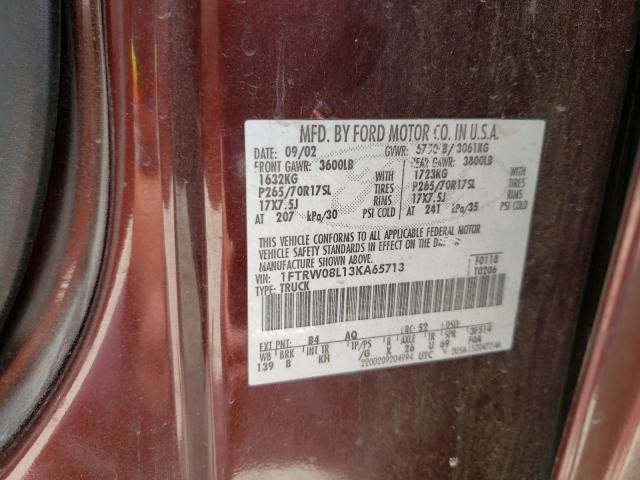 2003 FORD F-150 1FTRW08L13KA65713