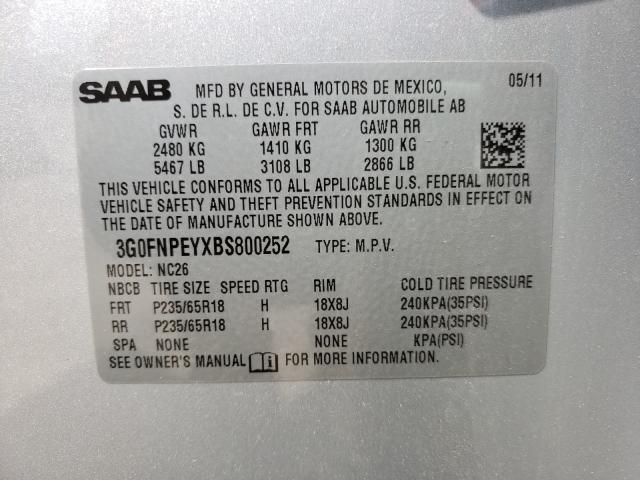 2011 SAAB 9-4X 3G0FNPEYXBS800252