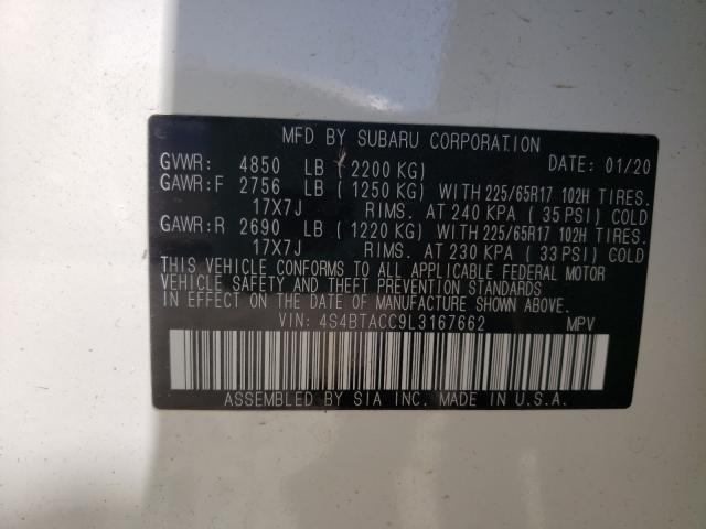 2020 SUBARU OUTBACK PR 4S4BTACC9L3167662