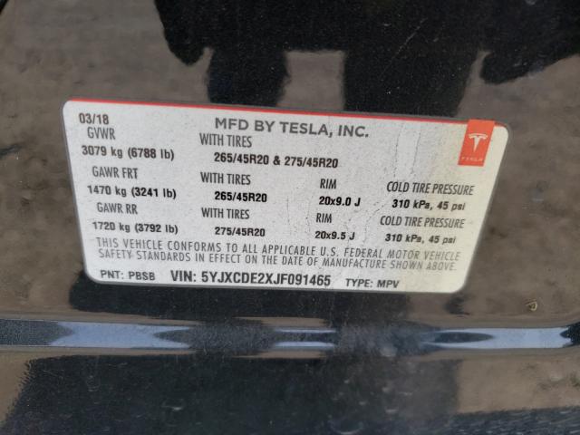 2018 TESLA MODEL X 5YJXCDE2XJF091465