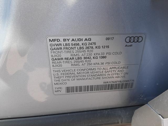 2018 AUDI Q5 PRESTIG WA1CNAFY6J2065775