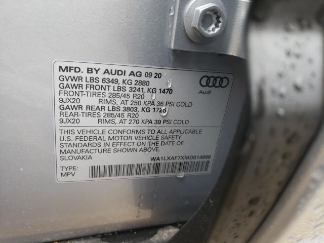 VIN WA1LXAF7XMD014998 2021 Audi Q7, Premium Plus no.10