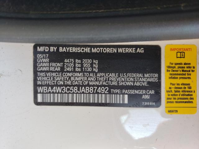 2018 BMW 430I WBA4W3C58JAB87492