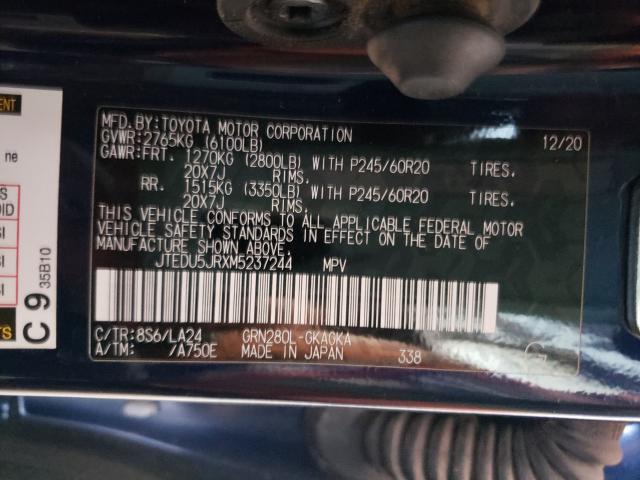 2021 TOYOTA 4RUNNER NI JTEDU5JRXM5237244