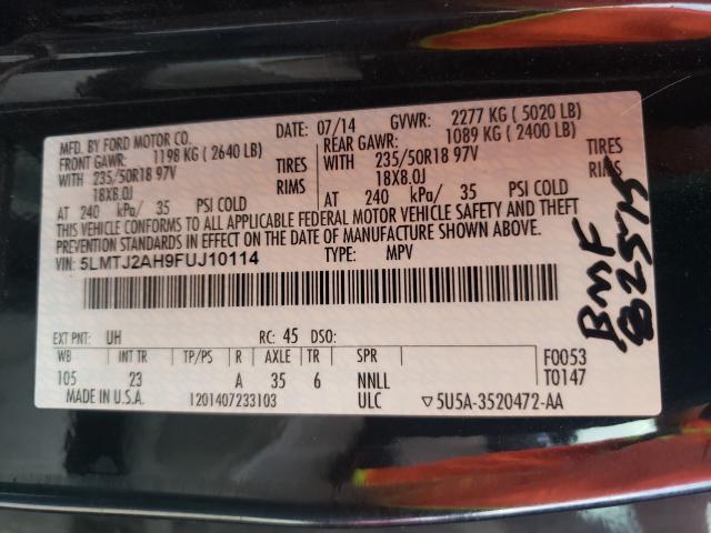 2015 LINCOLN MKC 5LMTJ2AH9FUJ10114