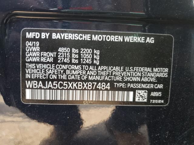 2019 BMW 530 I WBAJA5C5XKBX87484