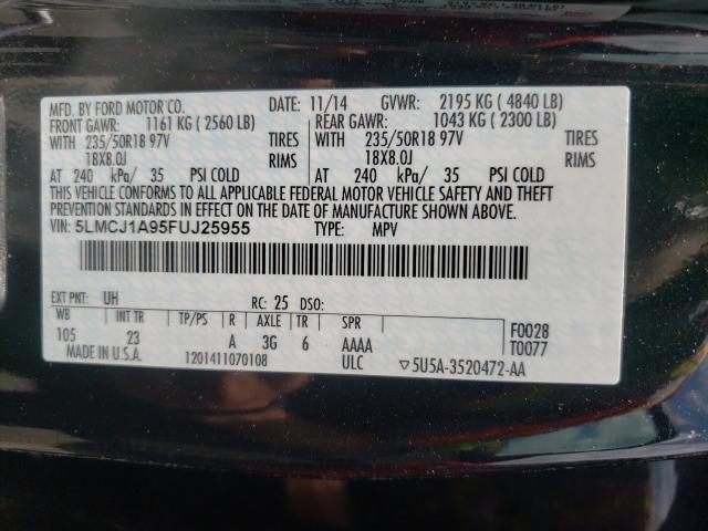 2015 LINCOLN MKC 5LMCJ1A95FUJ25955