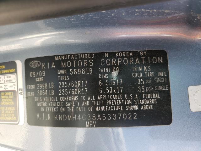 2010 KIA SEDONA EX KNDMH4C38A6337022