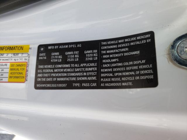 2016 BUICK CASCADA 1S W04WV3N53GG109307