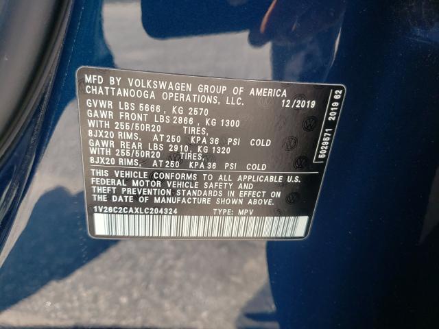2020 VOLKSWAGEN ATLAS CROS 1V26C2CAXLC204324