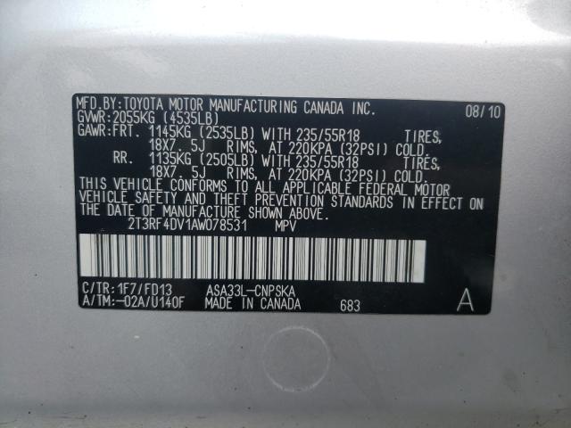 2010 TOYOTA RAV 4 2T3RF4DV1AW078531