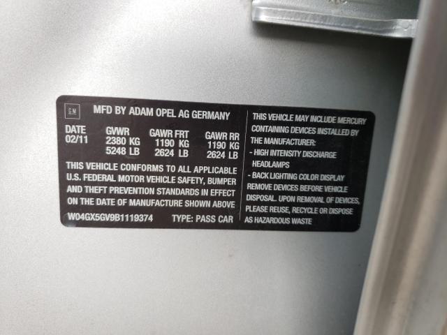 2011 BUICK REGAL W04GX5GV9B1119374
