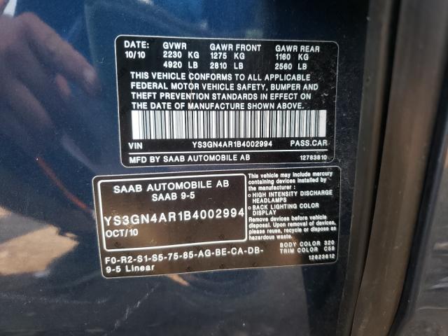 2011 SAAB 9-5 TURBO YS3GN4AR1B4002994