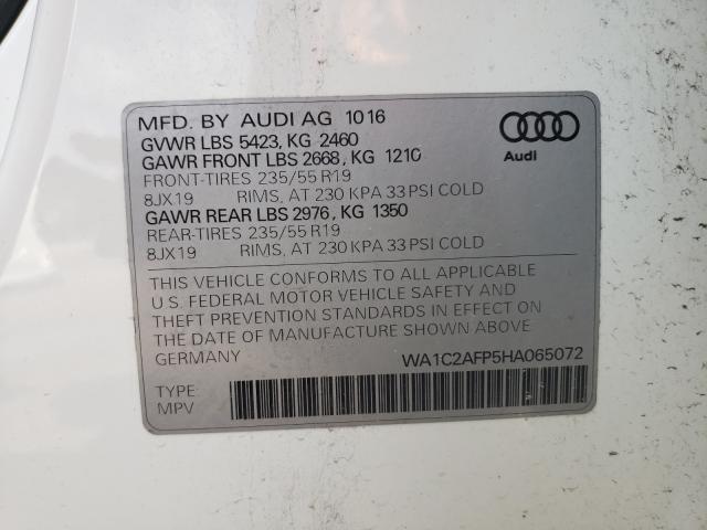 VIN WA1C2AFP5HA065072 2017 Audi Q5, Premium no.10