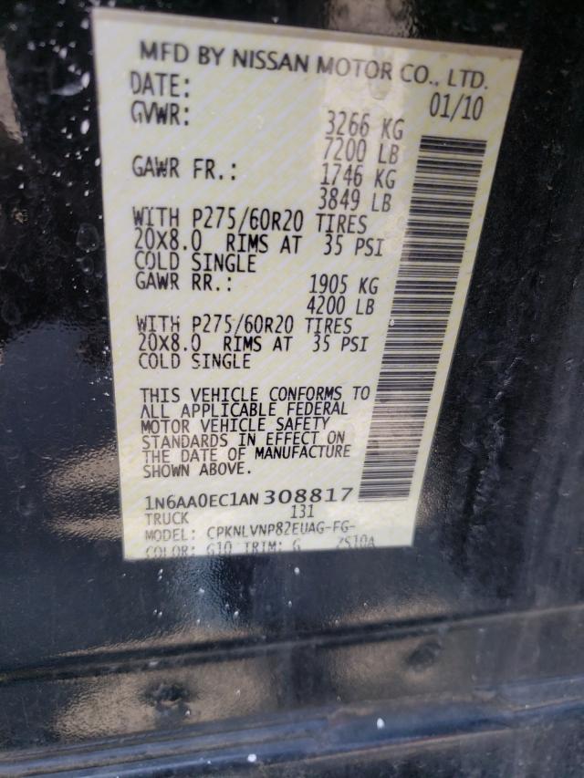 2010 NISSAN TITAN XE 1N6AA0EC1AN308817