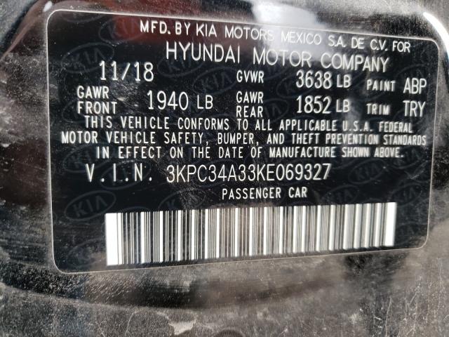 2019 HYUNDAI ACCENT LIM 3KPC34A33KE069327