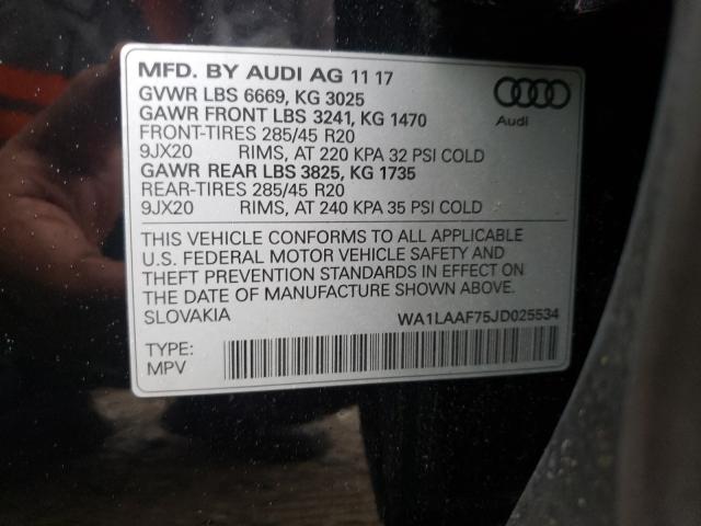 VIN WA1LAAF75JD025534 2018 Audi Q7, Premium Plus no.10