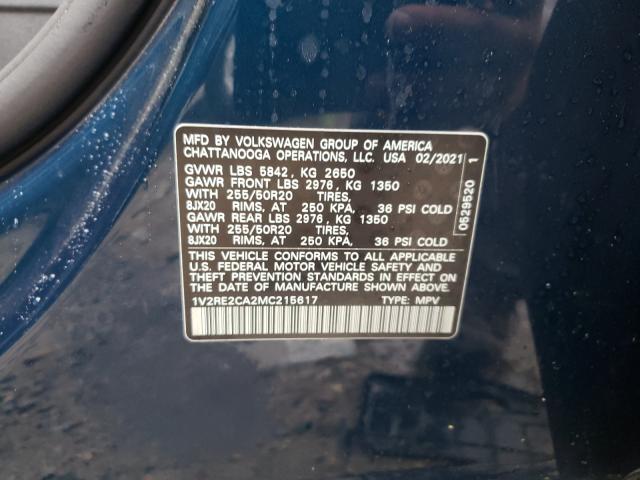 2021 VOLKSWAGEN ATLAS CROS 1V2RE2CA2MC215617