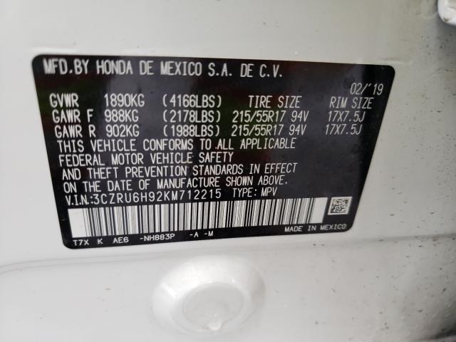 2019 HONDA HR-V TOURI 3CZRU6H92KM712215