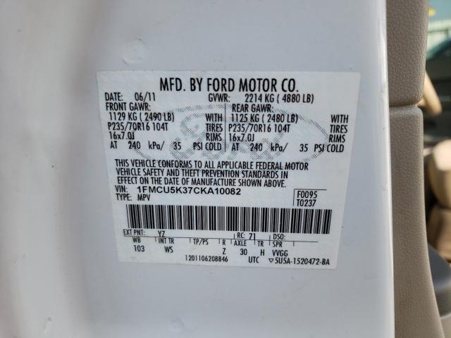 2012 FORD ESCAPE HYB 1FMCU5K37CKA10082