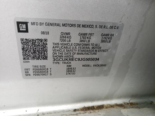 2018 CHEVROLET SILVRDO LT 3GCUKREC9JG505034