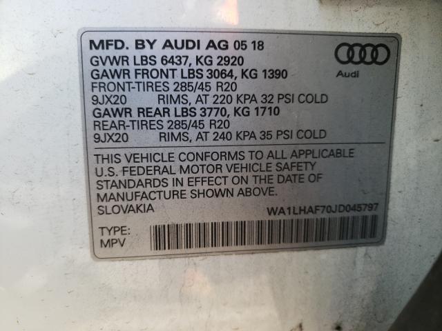 VIN WA1LHAF70JD045797 2018 Audi Q7, Premium Plus no.10