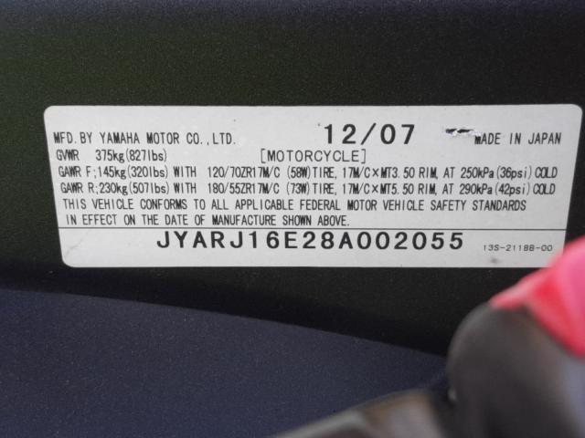 2008 YAMAHA YZFR6 JYARJ16E28A002055